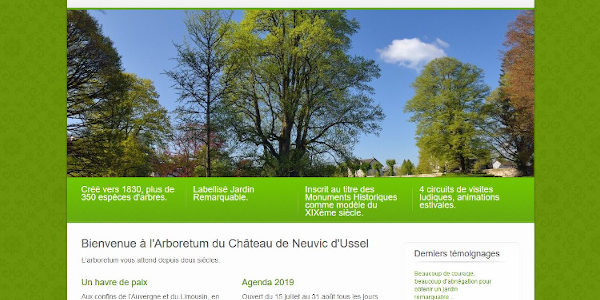 Page d'accueil du site Arboretum de Neuvic d'Ussel